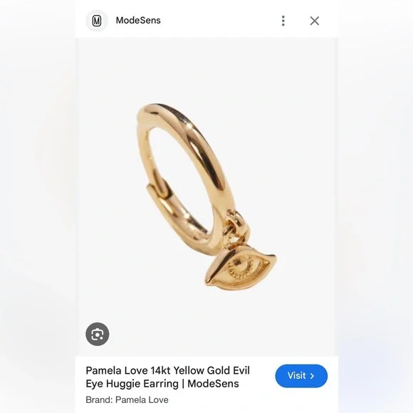 Pamela Love 14k Gold Evil Eye Huggie Earring - Picture 1 of 3